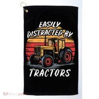 Easily Distracted By Tractors Fun Farmer & Farming Gift Golf Towel thumb 0