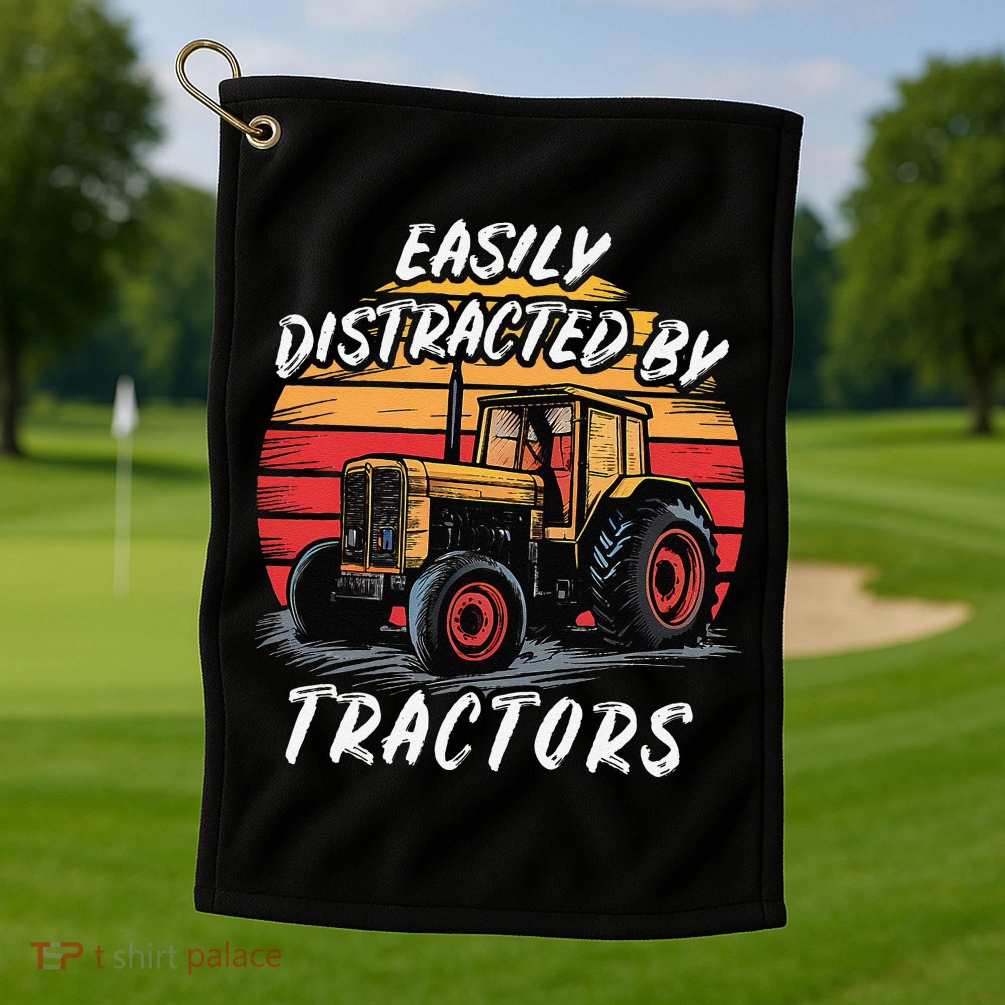 Easily Distracted By Tractors Fun Farmer & Farming Gift Golf Towel