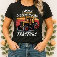 Easily Distracted By Tractors Fun Farmer & Farming Gift Women's T-Shirt thumb 2