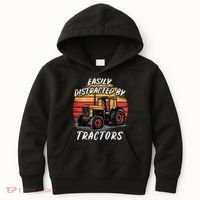 Easily Distracted By Tractors Fun Farmer & Farming Gift Kids Hoodie thumb 0