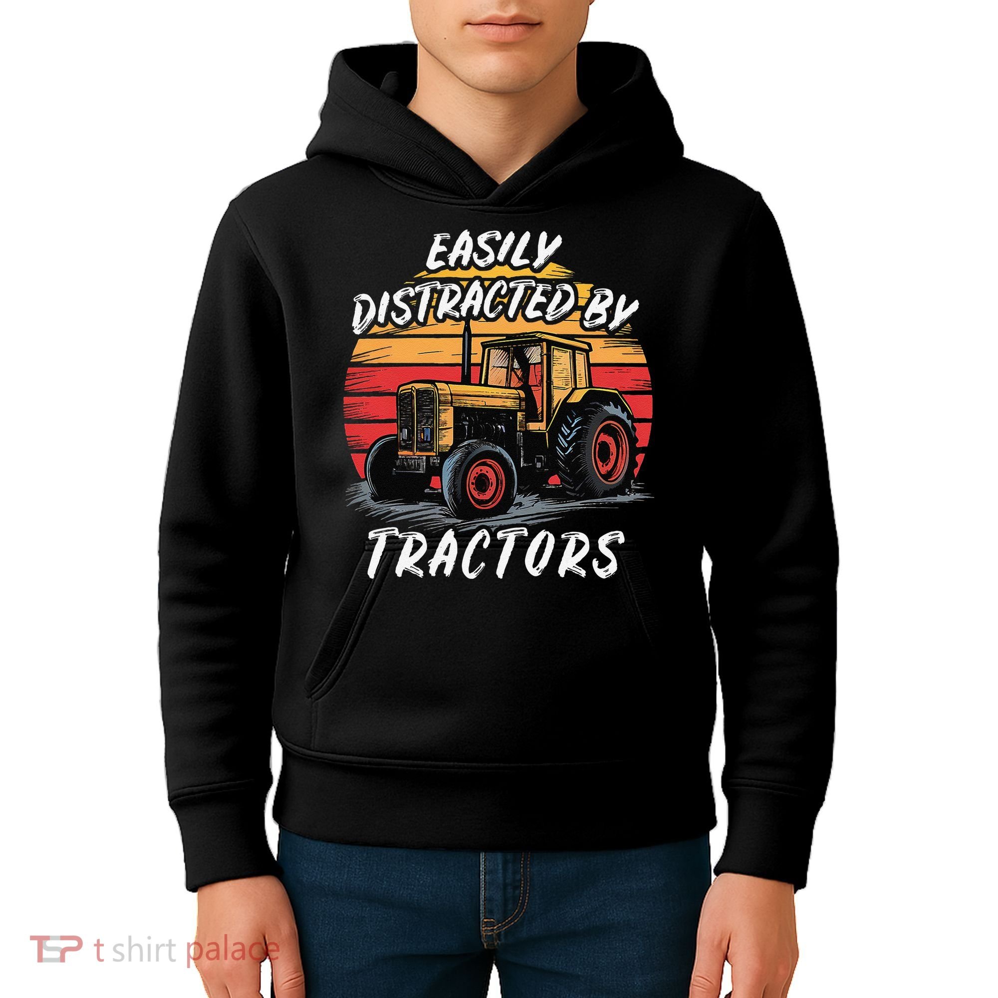 Easily Distracted By Tractors Fun Farmer & Farming Gift Kids Hoodie
