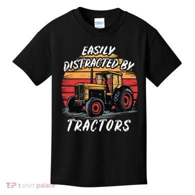Easily Distracted By Tractors Fun Farmer & Farming Gift Kids T-Shirt
