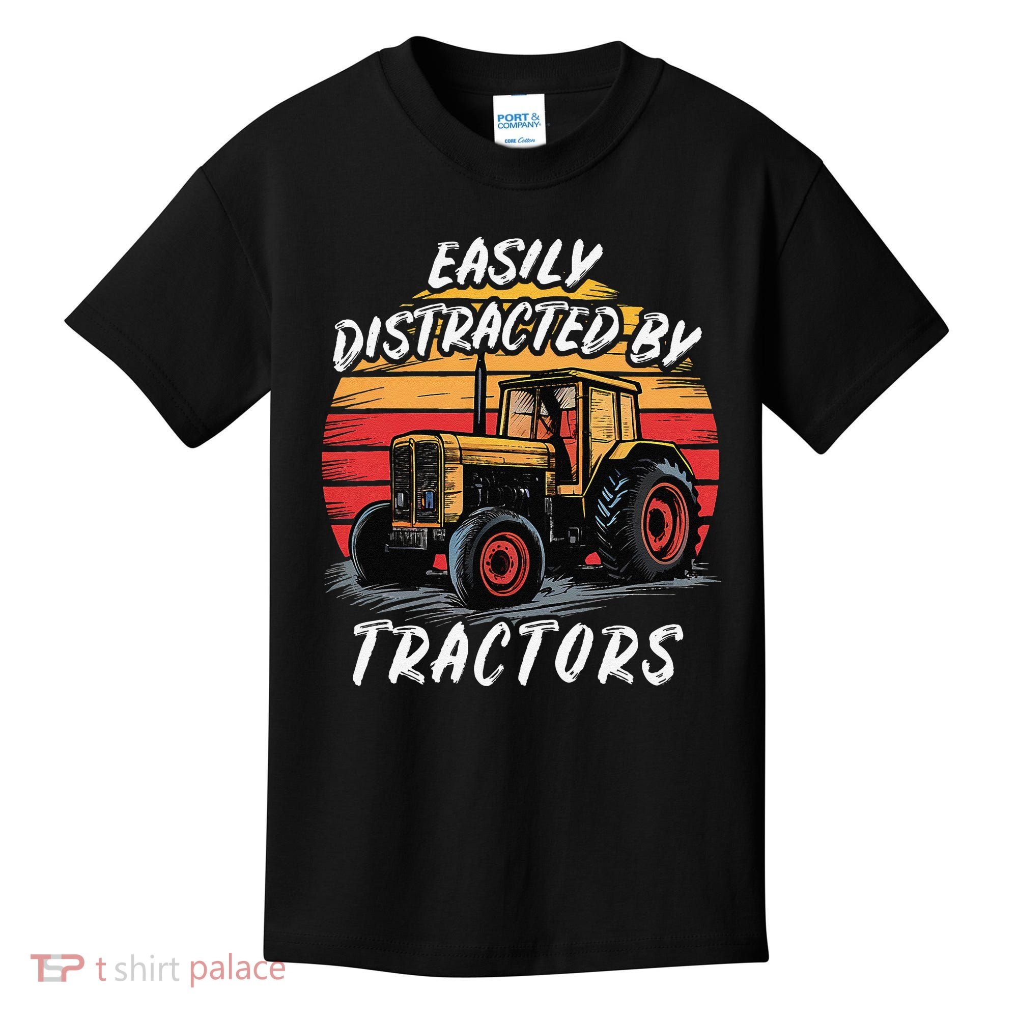 Easily Distracted By Tractors Fun Farmer & Farming Gift Kids T-Shirt