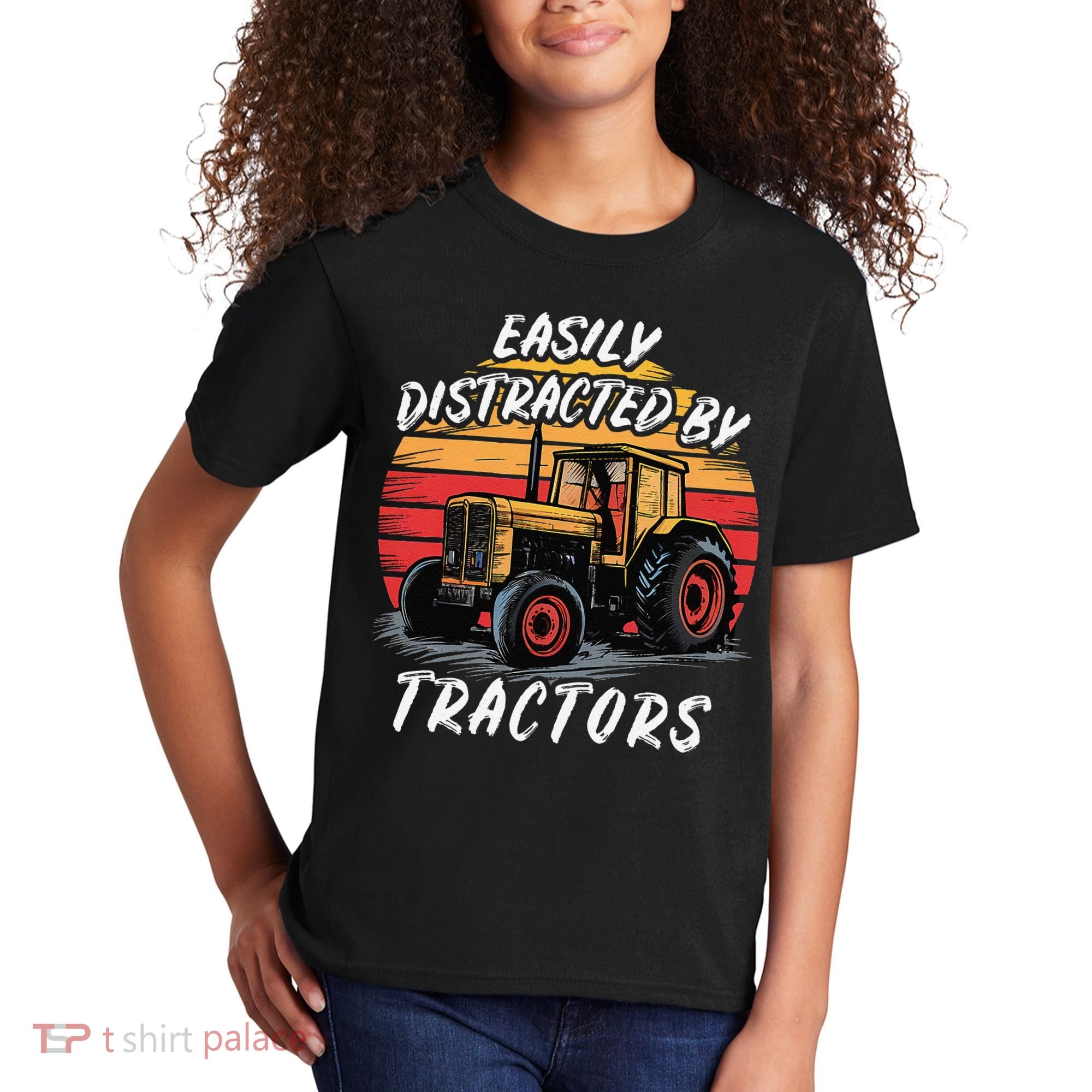Easily Distracted By Tractors Fun Farmer & Farming Gift Kids T-Shirt