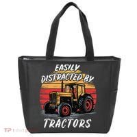 Easily Distracted By Tractors Fun Farmer & Farming Gift Tote Bag thumb 0