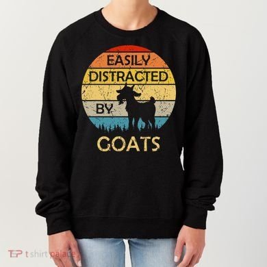 Easily Distracted By Goats Retro Vintage Funny Goat Lover Women's Sweatshirt