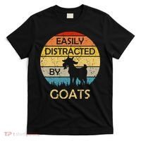 Easily Distracted By Goats Retro Vintage Funny Goat Lover T-Shirt thumb 0