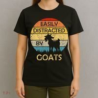 Easily Distracted By Goats Retro Vintage Funny Goat Lover T-Shirt thumb 4