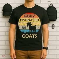 Easily Distracted By Goats Retro Vintage Funny Goat Lover T-Shirt thumb 6