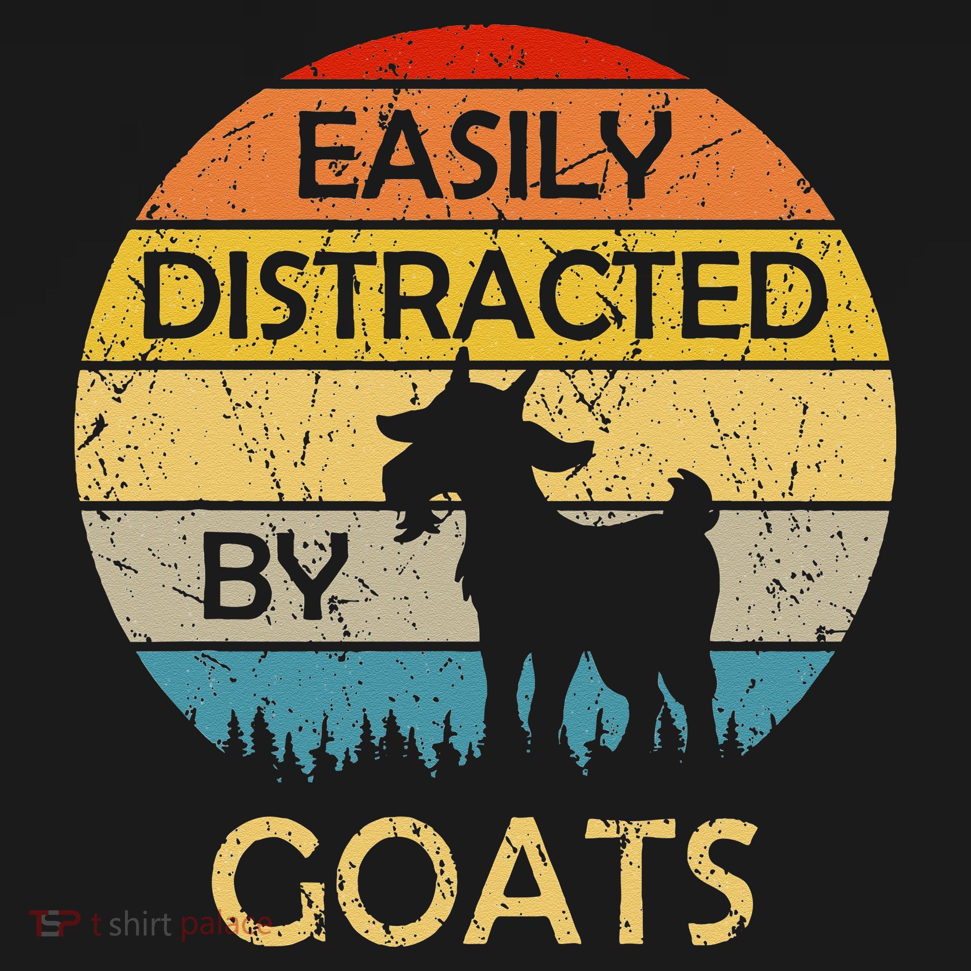 Easily Distracted By Goats Retro Vintage Funny Goat Lover T-Shirt