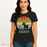 Easily Distracted By Goats Retro Vintage Funny Goat Lover Women's T-Shirt thumb 4