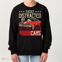 Easily Distracted By Cars Classic Muscle Car Guy Car Lover Women's Sweatshirt thumb 0