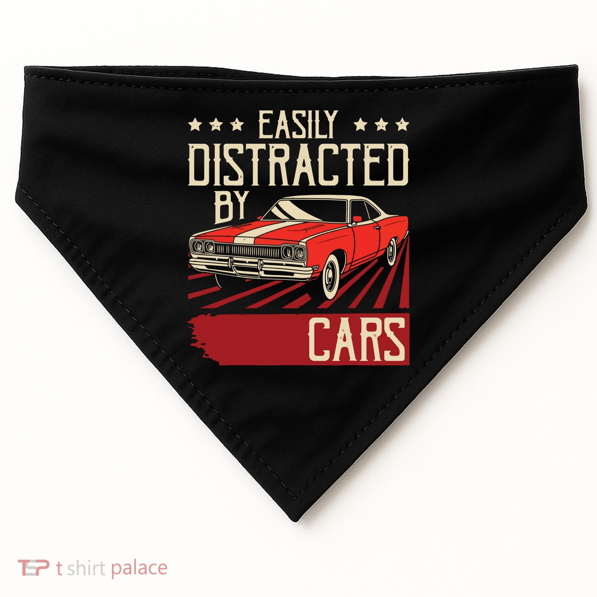 Easily Distracted By Cars Classic Muscle Car Guy Car Lover USA-Made Doggie Bandana