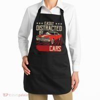 Easily Distracted By Cars Classic Muscle Car Guy Car Lover Apron thumb 2