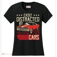 Easily Distracted By Cars Classic Muscle Car Guy Car Lover Women's Cooling Performance Crew T-Shirt thumb 0