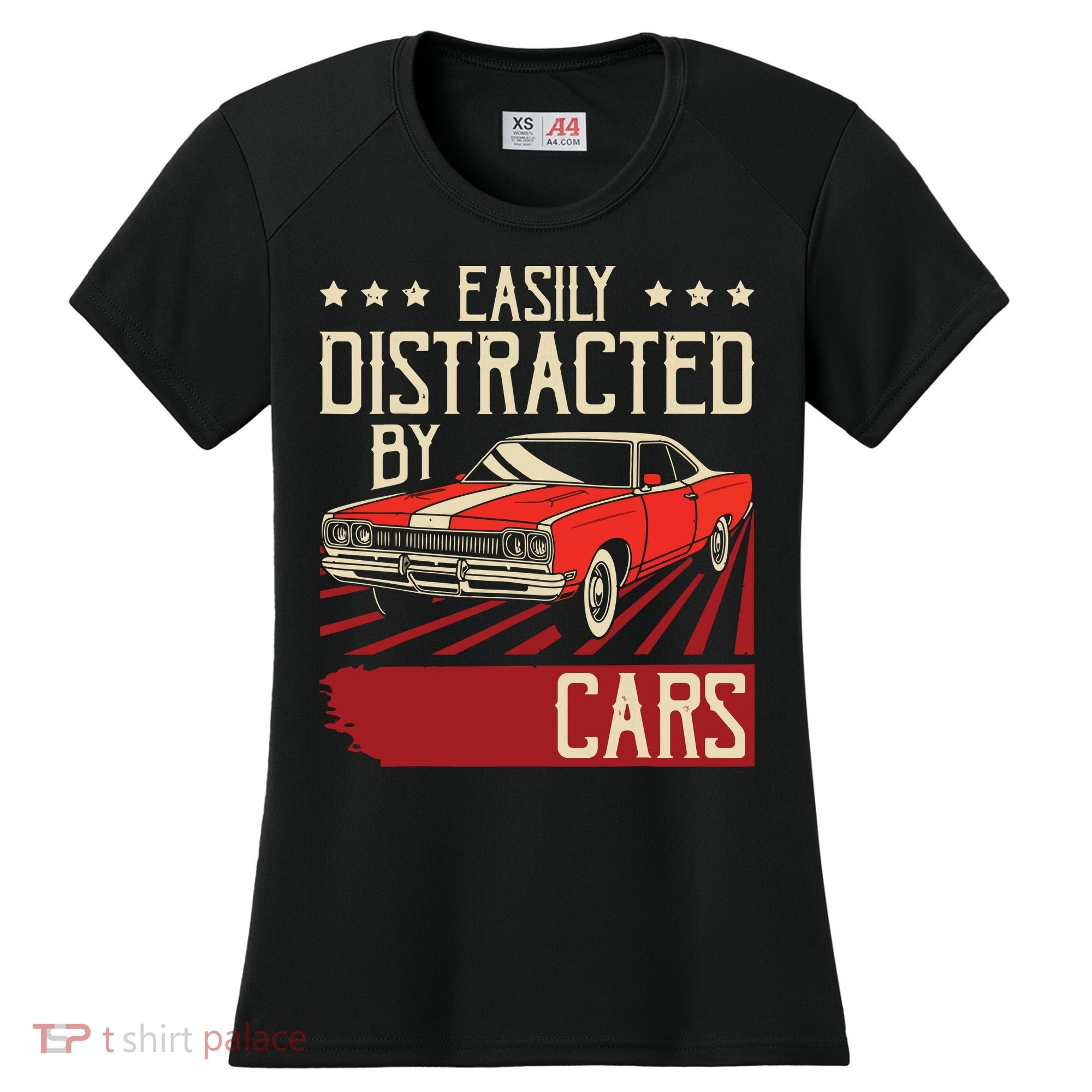 Easily Distracted By Cars Classic Muscle Car Guy Car Lover Women's Cooling Performance Crew T-Shirt