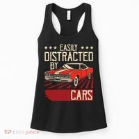 Easily Distracted By Cars Classic Muscle Car Guy Car Lover Women's Tank Top thumb 0