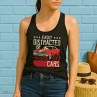 Easily Distracted By Cars Classic Muscle Car Guy Car Lover Women's Tank Top thumb 2