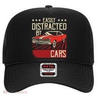 Easily Distracted By Cars Classic Muscle Car Guy Car Lover Hat thumb 0