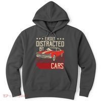 Easily Distracted By Cars Classic Muscle Car Guy Car Lover Hoodie thumb 0
