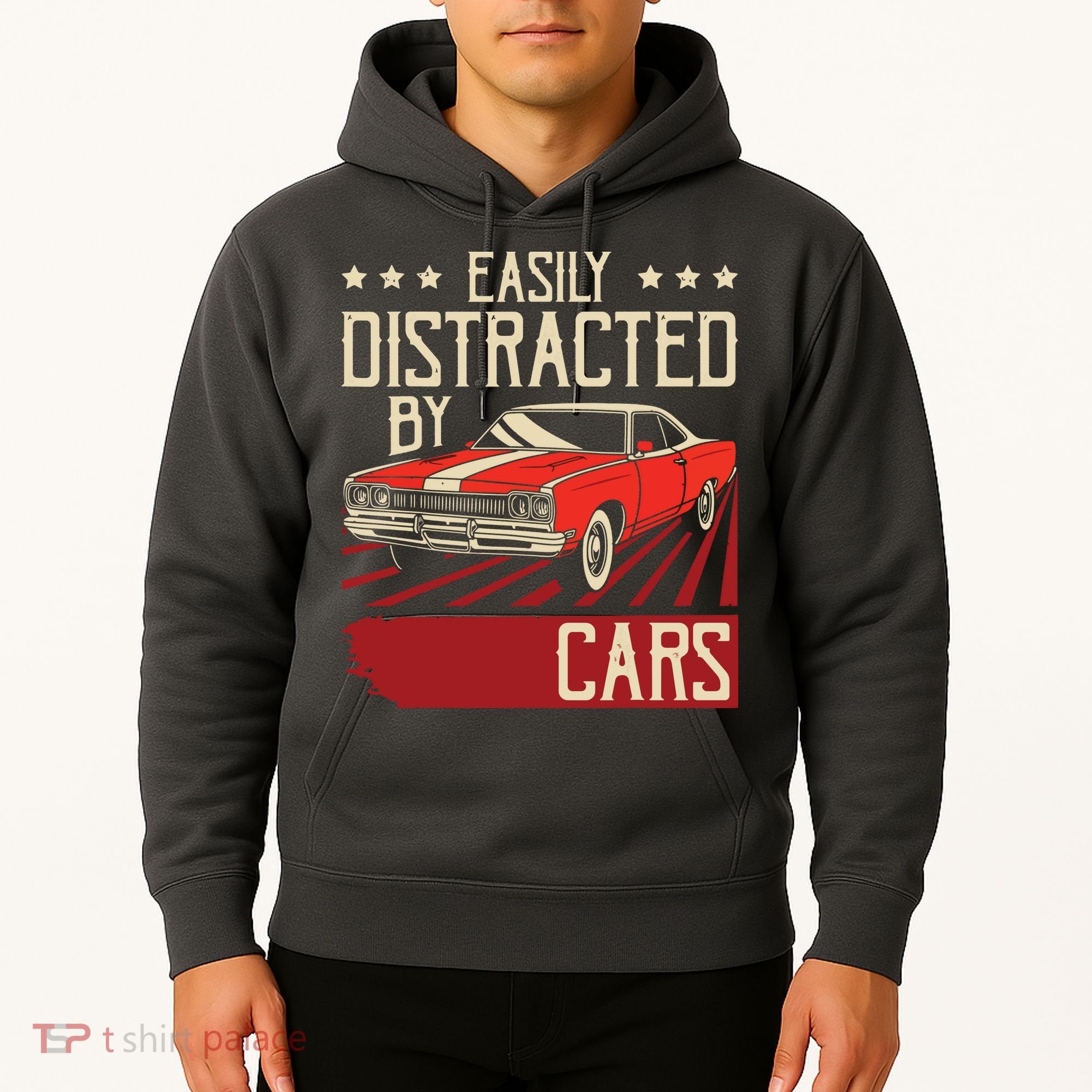 Easily Distracted By Cars Classic Muscle Car Guy Car Lover Hoodie