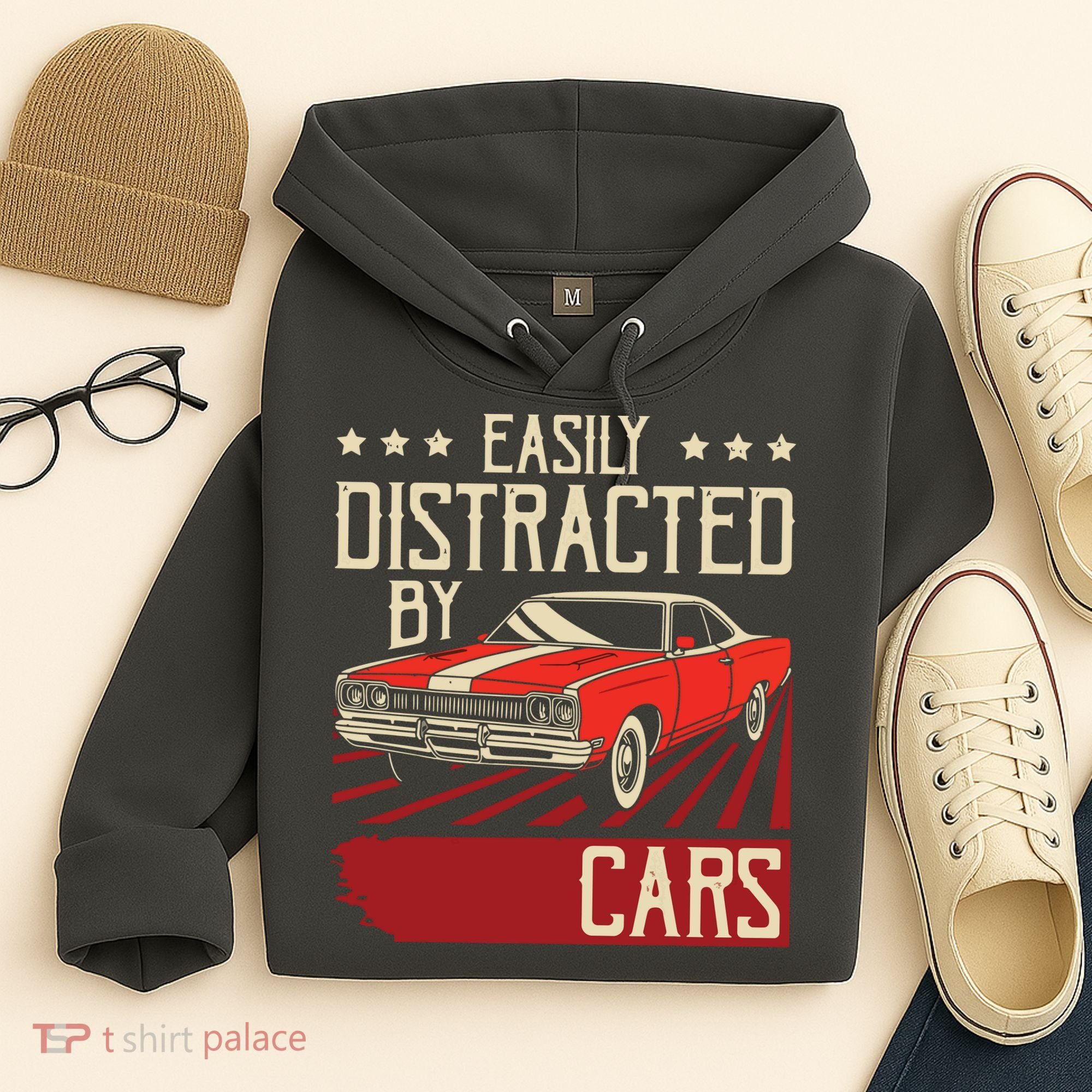 Easily Distracted By Cars Classic Muscle Car Guy Car Lover Hoodie