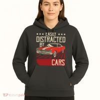 Easily Distracted By Cars Classic Muscle Car Guy Car Lover Hoodie thumb 5