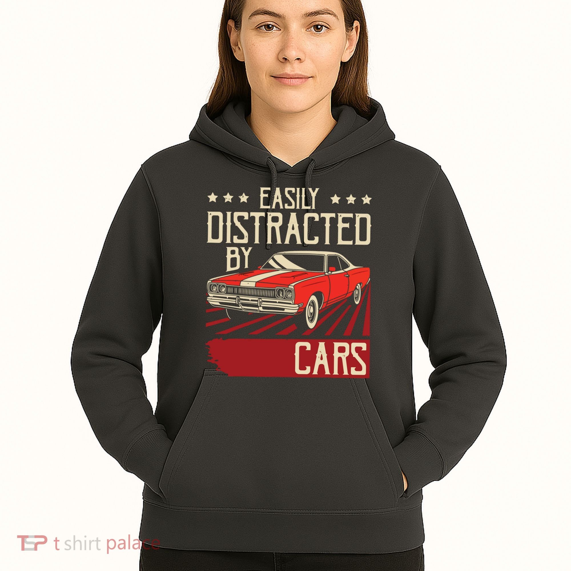 Easily Distracted By Cars Classic Muscle Car Guy Car Lover Hoodie