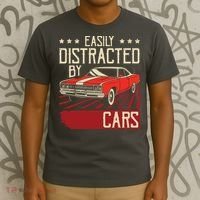 Easily Distracted By Cars Classic Muscle Car Guy Car Lover T-Shirt thumb 3