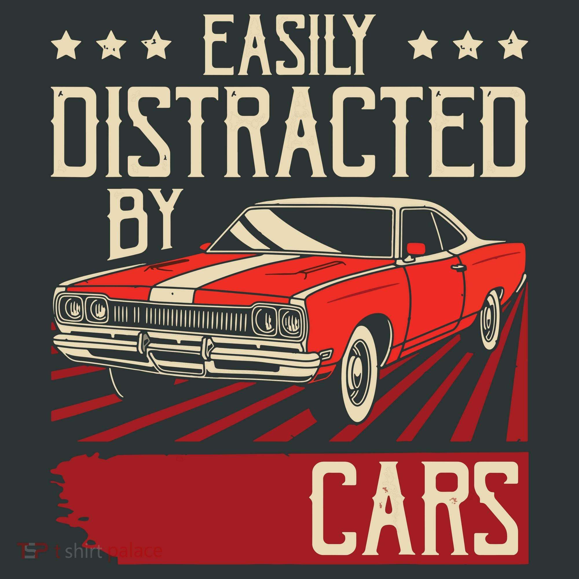 Easily Distracted By Cars Classic Muscle Car Guy Car Lover V-Neck T-Shirt