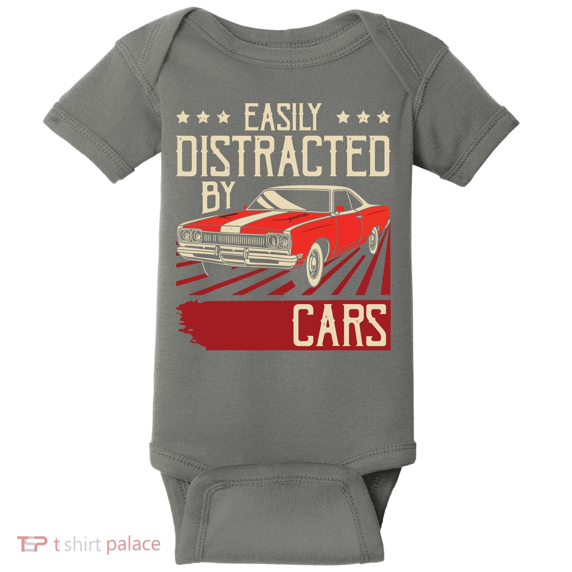 Easily Distracted By Cars Classic Muscle Car Guy Car Lover Baby Bodysuit