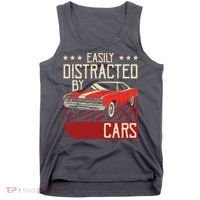 Easily Distracted By Cars Classic Muscle Car Guy Car Lover Tank Top thumb 0