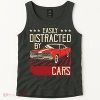 Easily Distracted By Cars Classic Muscle Car Guy Car Lover Tank Top thumb 2