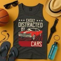 Easily Distracted By Cars Classic Muscle Car Guy Car Lover Tank Top thumb 4
