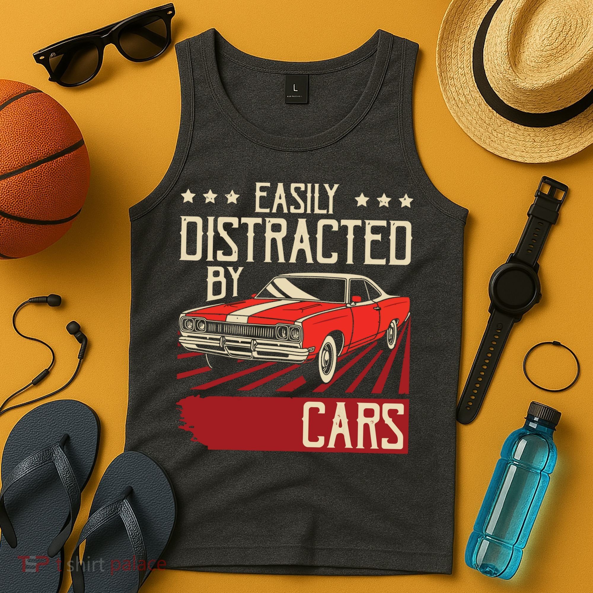 Easily Distracted By Cars Classic Muscle Car Guy Car Lover Tank Top