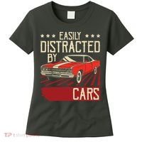 Easily Distracted By Cars Classic Muscle Car Guy Car Lover Women's T-Shirt thumb 0