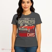 Easily Distracted By Cars Classic Muscle Car Guy Car Lover Women's T-Shirt thumb 4