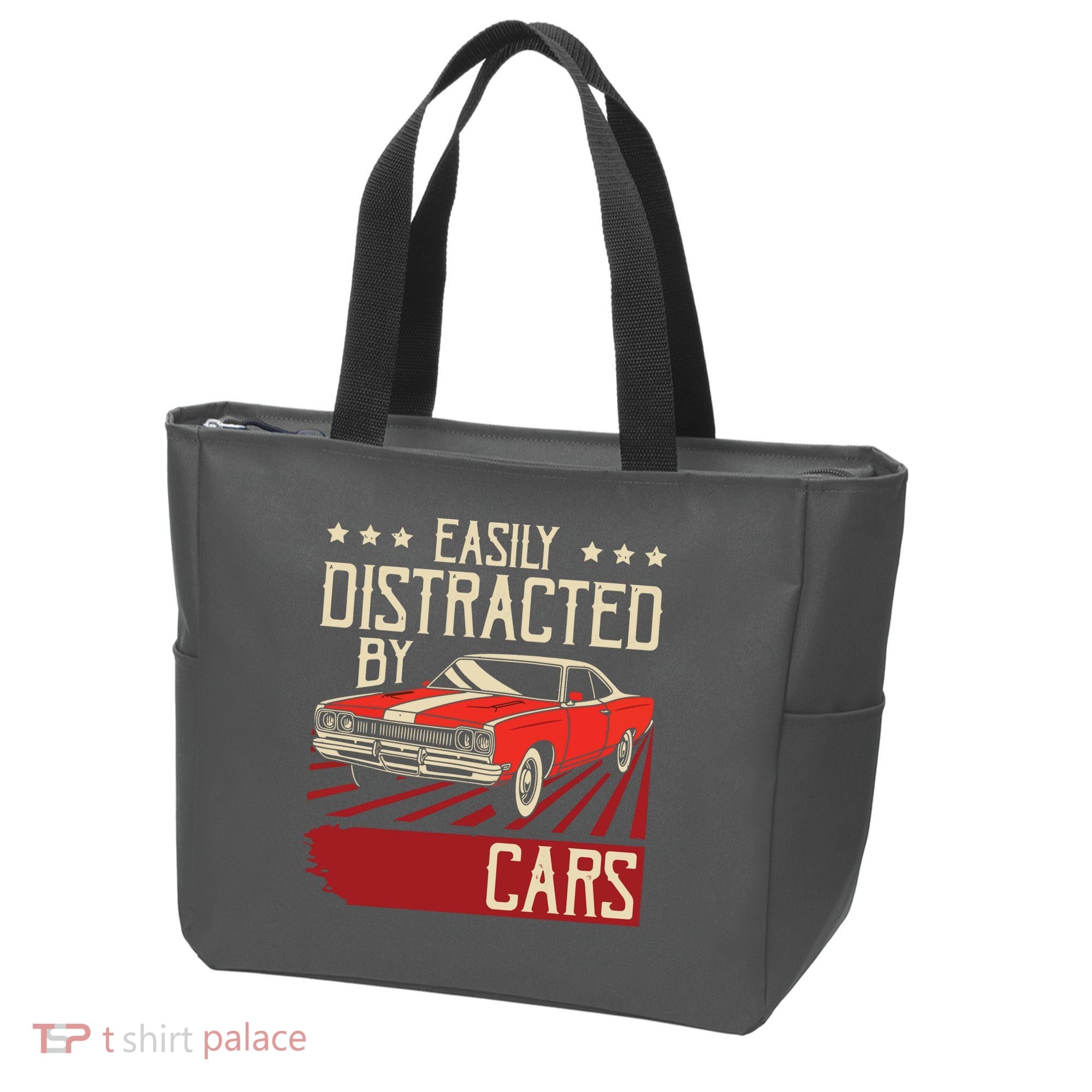 Easily Distracted By Cars Classic Muscle Car Guy Car Lover Tote Bag