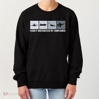 Easily Distracted By Airplanes Aviation Pilot Airplane Cool Gift Women's Sweatshirt thumb 0