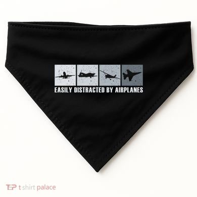 Easily Distracted By Airplanes Aviation Pilot Airplane Cool Gift USA-Made Doggie Bandana