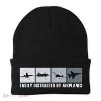 Easily Distracted By Airplanes Aviation Pilot Airplane Cool Gift Beanie thumb 0
