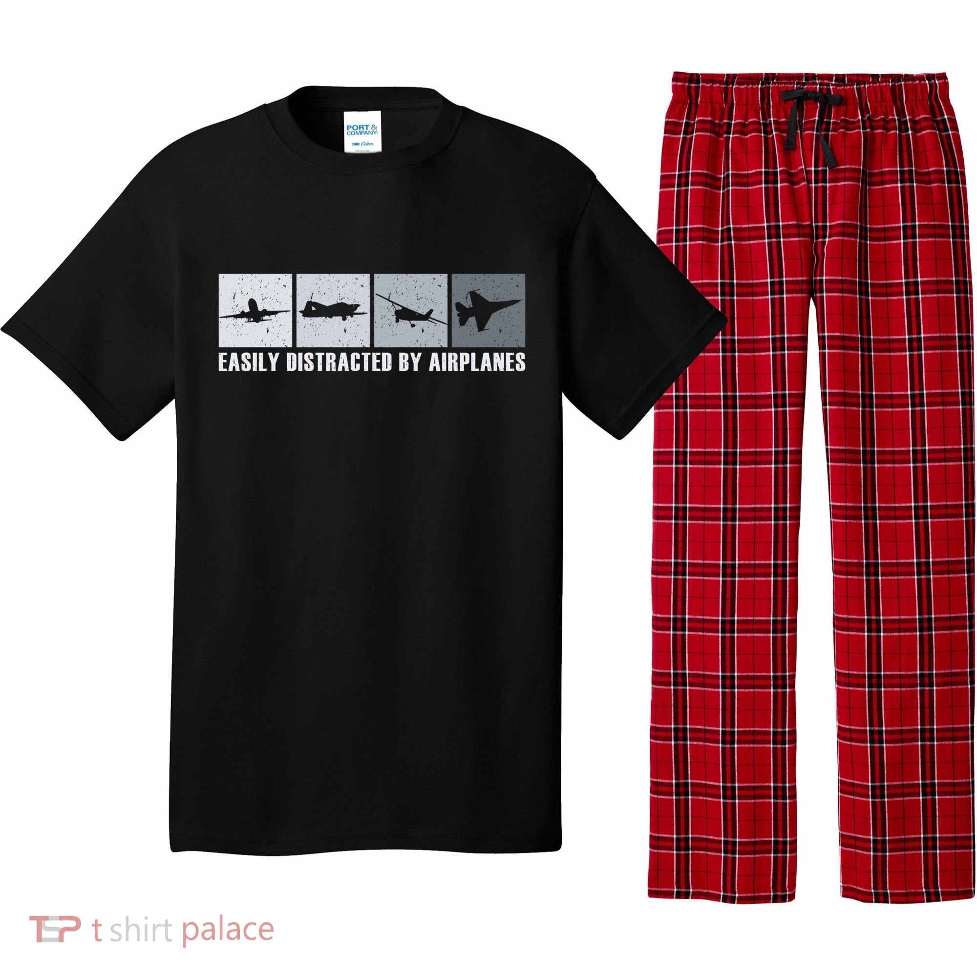 Easily Distracted By Airplanes Aviation Pilot Airplane Cool Gift Pajama Set