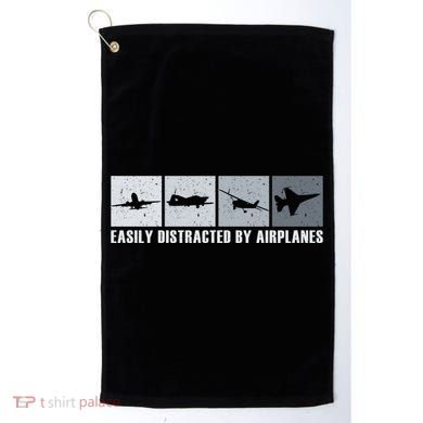 Easily Distracted By Airplanes Aviation Pilot Airplane Cool Gift Golf Towel