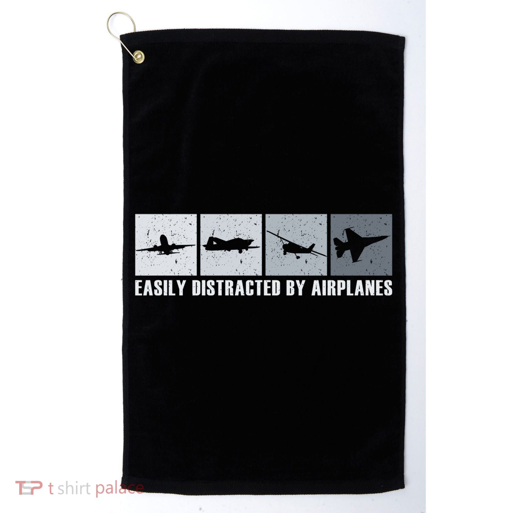 Easily Distracted By Airplanes Aviation Pilot Airplane Cool Gift Golf Towel