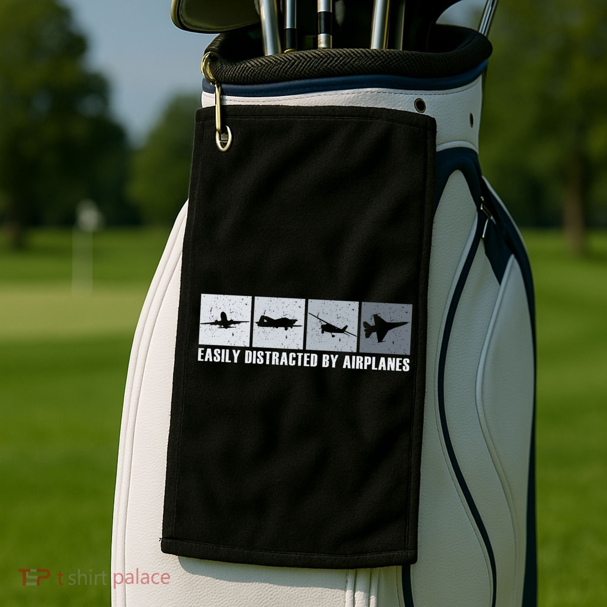Easily Distracted By Airplanes Aviation Pilot Airplane Cool Gift Golf Towel