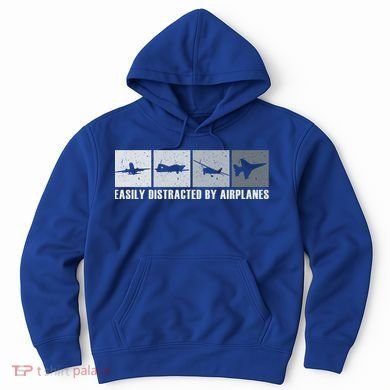 Easily Distracted By Airplanes Aviation Pilot Airplane Cool Gift Hoodie