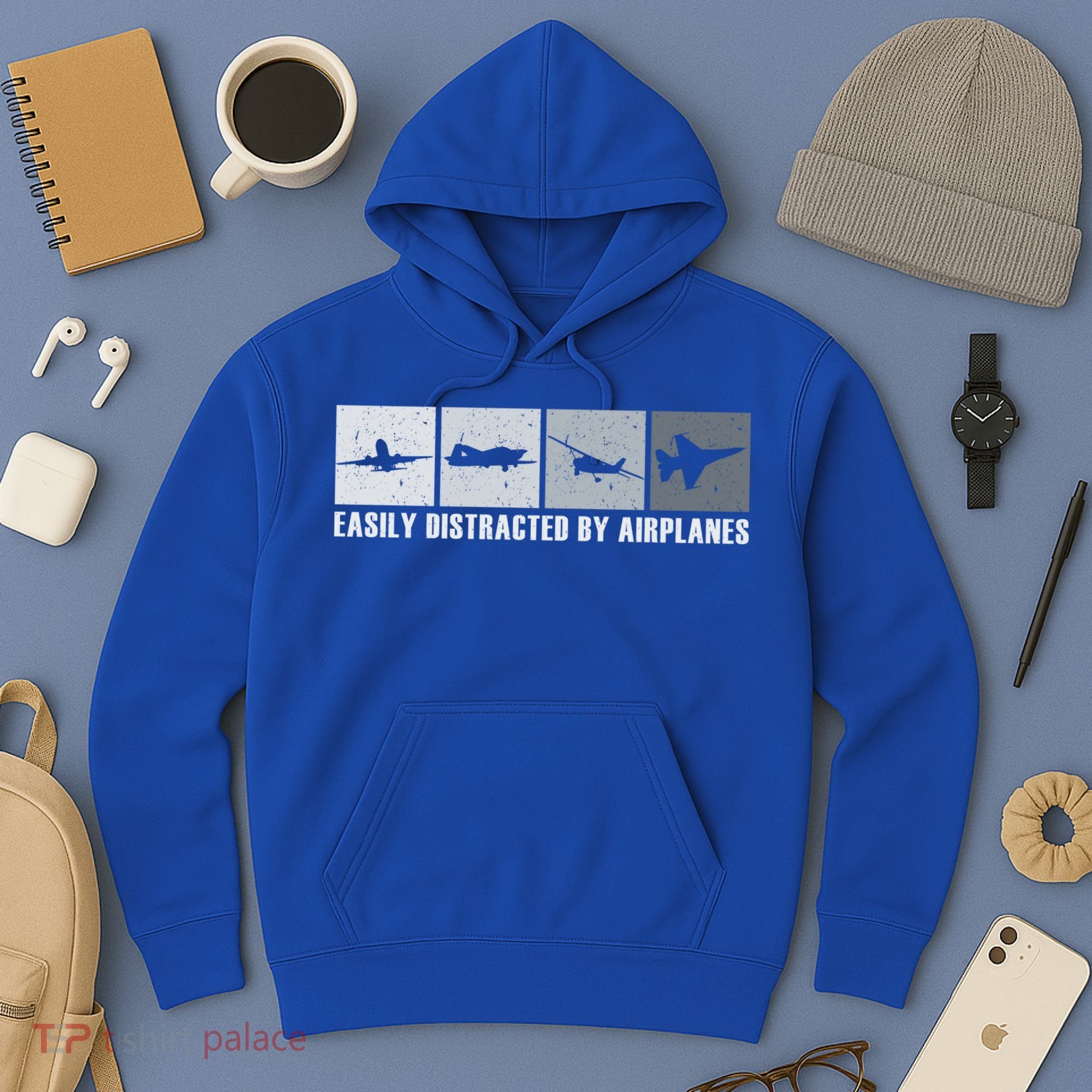Easily Distracted By Airplanes Aviation Pilot Airplane Cool Gift Hoodie
