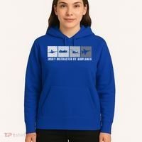 Easily Distracted By Airplanes Aviation Pilot Airplane Cool Gift Hoodie thumb 5