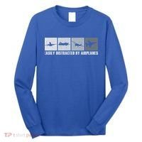 Easily Distracted By Airplanes Aviation Pilot Airplane Cool Gift Long Sleeve Shirt thumb 0