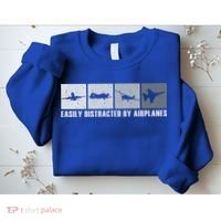 Easily Distracted By Airplanes Aviation Pilot Airplane Cool Gift Sweatshirt thumb 2